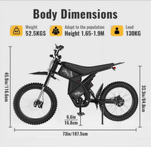 Load image into Gallery viewer, 2400W Ridingtimes GT73 2400W 48V Electric Motorbike 18.2ah*2 Electric BIKE UL2849 with 25" Tires Digital Screen Carbon Steel, BLACK