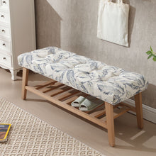 Load image into Gallery viewer, Dayalane Upholstered Storage Bench with Shoe Rack, Linen Fabric Entryway Bench for Living Room, Bedroom and Hallway, Multi Functional Ottoman with Solid Wood Shelf, Beige
