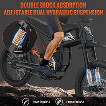 Load image into Gallery viewer, 2400W Ridingtimes GT73 2400W 48V Electric Motorbike 18.2ah*2 Electric BIKE UL2849 with 25" Tires Digital Screen Carbon Steel, BLACK