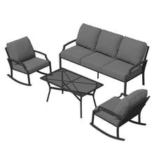 Load image into Gallery viewer, AECOJOY 4-Piece Outdoor Patio Furniture Set with Rocking Chair, Metal Patio Conversation Bistro Set