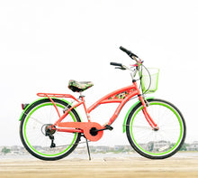 Load image into Gallery viewer, Margaritaville 24" Island Life Multi Speed Girl'S Bike, Coral/Green