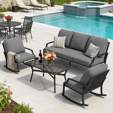 Load image into Gallery viewer, AECOJOY 4-Piece Outdoor Patio Furniture Set with Rocking Chair, Metal Patio Conversation Bistro Set