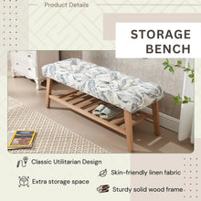 Load image into Gallery viewer, Dayalane Upholstered Storage Bench with Shoe Rack, Linen Fabric Entryway Bench for Living Room, Bedroom and Hallway, Multi Functional Ottoman with Solid Wood Shelf, Beige