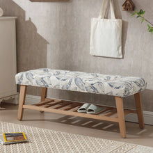 Load image into Gallery viewer, Dayalane Upholstered Storage Bench with Shoe Rack, Linen Fabric Entryway Bench for Living Room, Bedroom and Hallway, Multi Functional Ottoman with Solid Wood Shelf, Beige