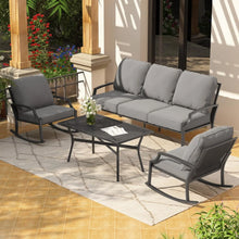 Load image into Gallery viewer, AECOJOY 4-Piece Outdoor Patio Furniture Set with Rocking Chair, Metal Patio Conversation Bistro Set
