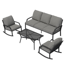 Load image into Gallery viewer, AECOJOY 4-Piece Outdoor Patio Furniture Set with Rocking Chair, Metal Patio Conversation Bistro Set