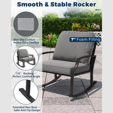Load image into Gallery viewer, AECOJOY 4-Piece Outdoor Patio Furniture Set with Rocking Chair, Metal Patio Conversation Bistro Set