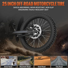 Load image into Gallery viewer, 2400W Ridingtimes GT73 2400W 48V Electric Motorbike 18.2ah*2 Electric BIKE UL2849 with 25" Tires Digital Screen Carbon Steel, BLACK