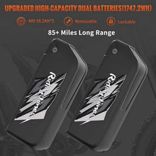 Load image into Gallery viewer, 2400W Ridingtimes GT73 2400W 48V Electric Motorbike 18.2ah*2 Electric BIKE UL2849 with 25" Tires Digital Screen Carbon Steel, BLACK