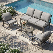 Load image into Gallery viewer, AECOJOY 4-Piece Outdoor Patio Furniture Set with Rocking Chair, Metal Patio Conversation Bistro Set