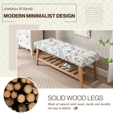 Load image into Gallery viewer, Dayalane Upholstered Storage Bench with Shoe Rack, Linen Fabric Entryway Bench for Living Room, Bedroom and Hallway, Multi Functional Ottoman with Solid Wood Shelf, Beige