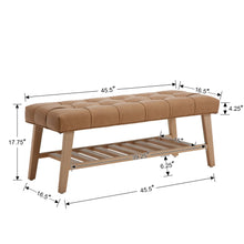 Load image into Gallery viewer, Dayalane Upholstered Storage Bench with Shoe Rack, Linen Fabric Entryway Bench for Living Room, Bedroom and Hallway, Multi Functional Ottoman with Solid Wood Shelf, Beige
