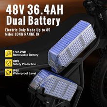 Load image into Gallery viewer, 2400W Ridingtimes GT73 2400W 48V Electric Motorbike 18.2ah*2 Electric BIKE UL2849 with 25" Tires Digital Screen Carbon Steel, BLACK