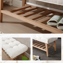Load image into Gallery viewer, Dayalane Upholstered Storage Bench with Shoe Rack, Linen Fabric Entryway Bench for Living Room, Bedroom and Hallway, Multi Functional Ottoman with Solid Wood Shelf, Beige