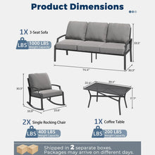 Load image into Gallery viewer, AECOJOY 4-Piece Outdoor Patio Furniture Set with Rocking Chair, Metal Patio Conversation Bistro Set