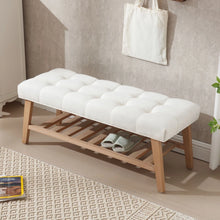 Load image into Gallery viewer, Dayalane Upholstered Storage Bench with Shoe Rack, Linen Fabric Entryway Bench for Living Room, Bedroom and Hallway, Multi Functional Ottoman with Solid Wood Shelf, Beige