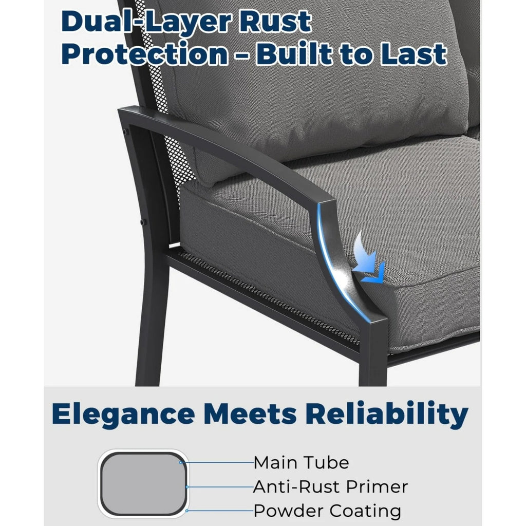 AECOJOY 4-Piece Outdoor Patio Furniture Set with Rocking Chair, Metal Patio Conversation Bistro Set
