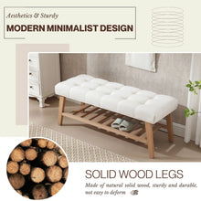 Load image into Gallery viewer, Dayalane Upholstered Storage Bench with Shoe Rack, Linen Fabric Entryway Bench for Living Room, Bedroom and Hallway, Multi Functional Ottoman with Solid Wood Shelf, Beige