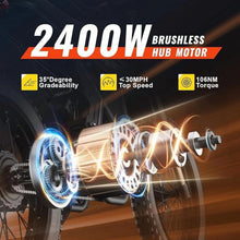 Load image into Gallery viewer, 2400W Ridingtimes GT73 2400W 48V Electric Motorbike 18.2ah*2 Electric BIKE UL2849 with 25" Tires Digital Screen Carbon Steel, BLACK